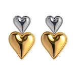 Load image into Gallery viewer, Two Tone Accented Heart Earrings