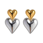 Load image into Gallery viewer, Two Tone Accented Heart Earrings