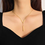 Load image into Gallery viewer, V Drop Lariat Necklace