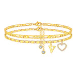 Load image into Gallery viewer, 2pc 14k Letter Initial & Diamond Heart Anklet