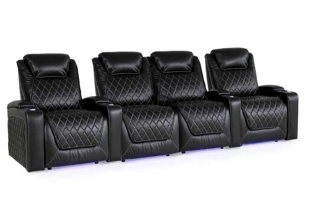 Valencia Home Theater Seating Home Theater Seating Oslo XL Leather Home Theater Seating with Power Headrest & Cup Holder