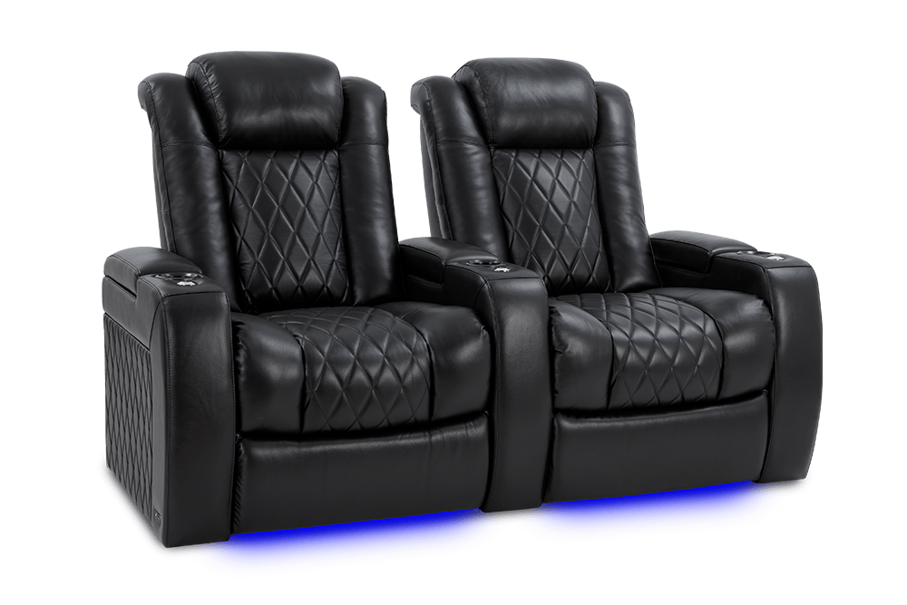 Valencia Home Theater Seating Home Theater Seating Tuscany XL Leather Home Theater Seating with Power Headrest & Cup Holder
