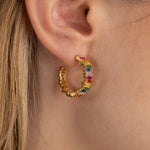 Load image into Gallery viewer, Veronica Rainbow Gold Hoop Earrings