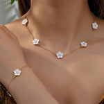 Load image into Gallery viewer, White Accented Clover Necklace and Bracelet Set