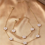 Load image into Gallery viewer, White Accented Clover Necklace and Bracelet Set