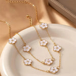 Load image into Gallery viewer, White Accented Clover Necklace and Bracelet Set