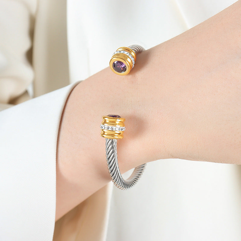 Twisted Birthstone Cuff Bracelet