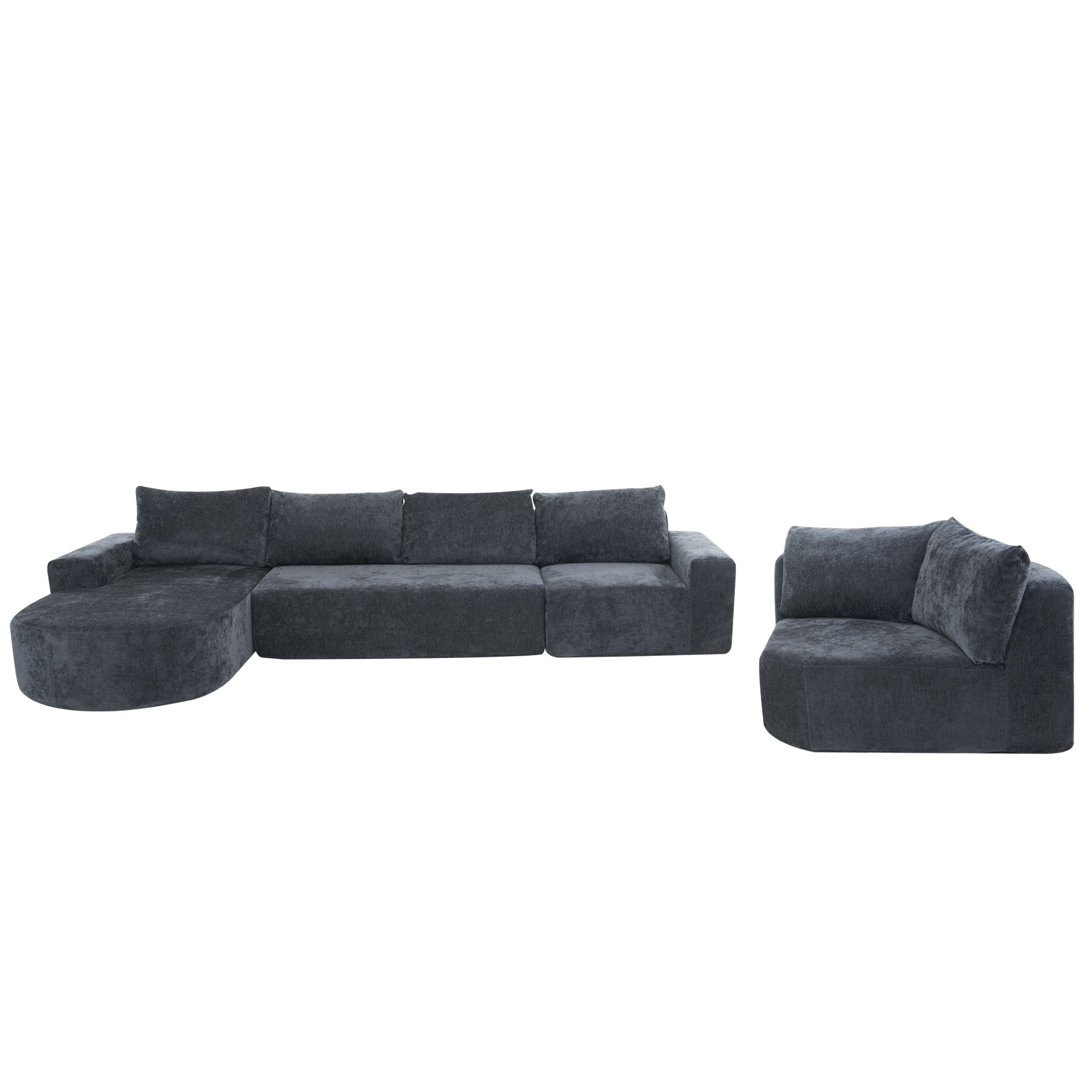 Amalfi Modular Chenille Sectional Sofa in Gray