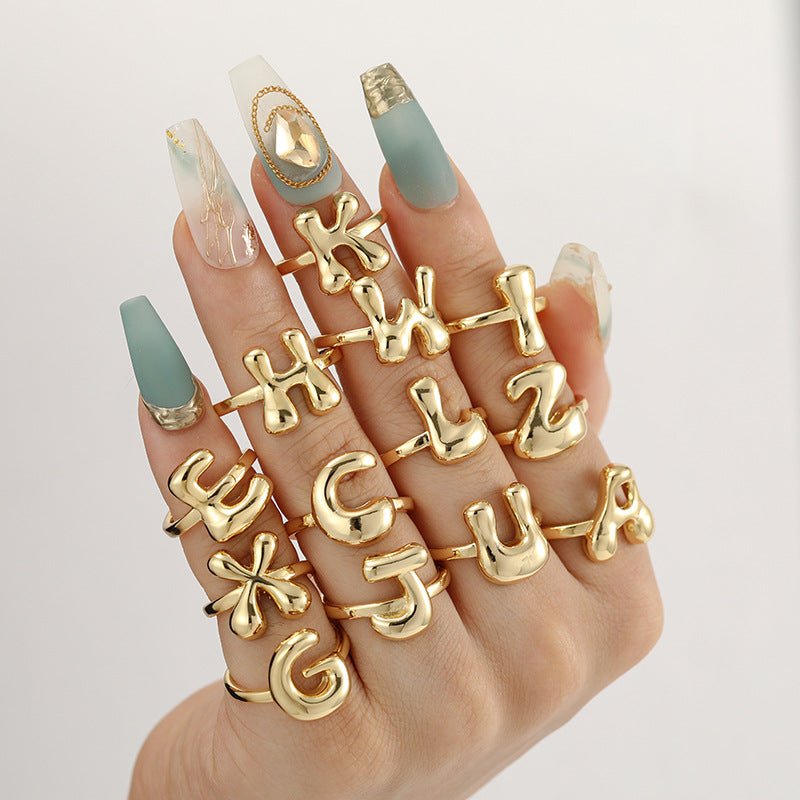 Cute Bubble Letter Initial Ring