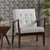 Mid Century Modern Faux Leather Club Chair, Wood Frame, White & Dark Espresso, Comfortable Accent Chair for Living Room