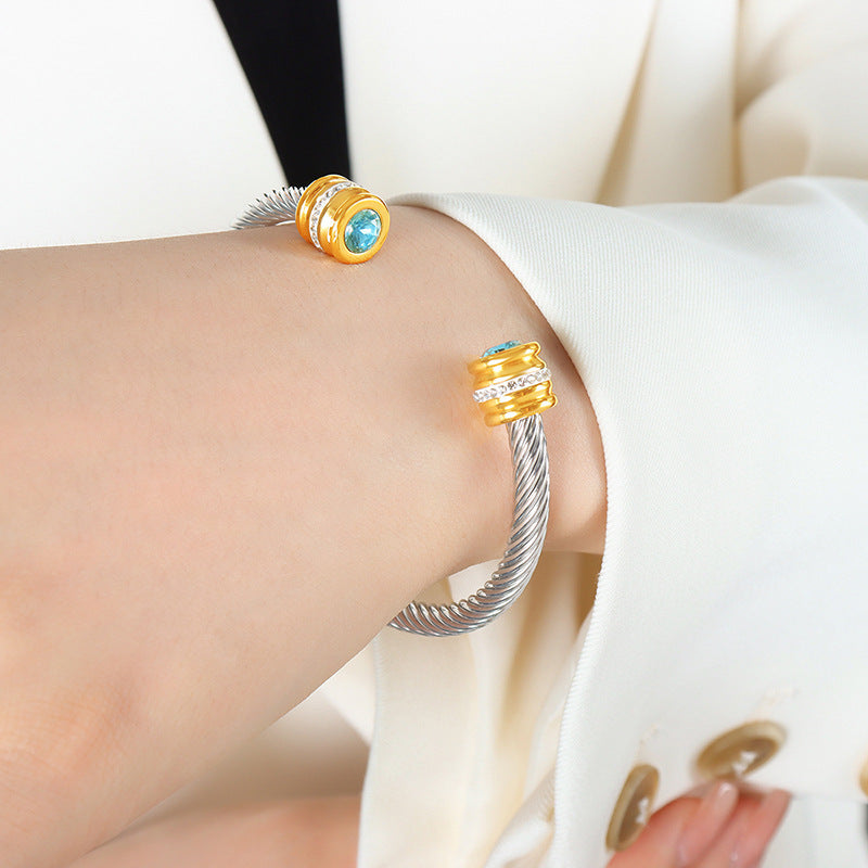Twisted Birthstone Cuff Bracelet
