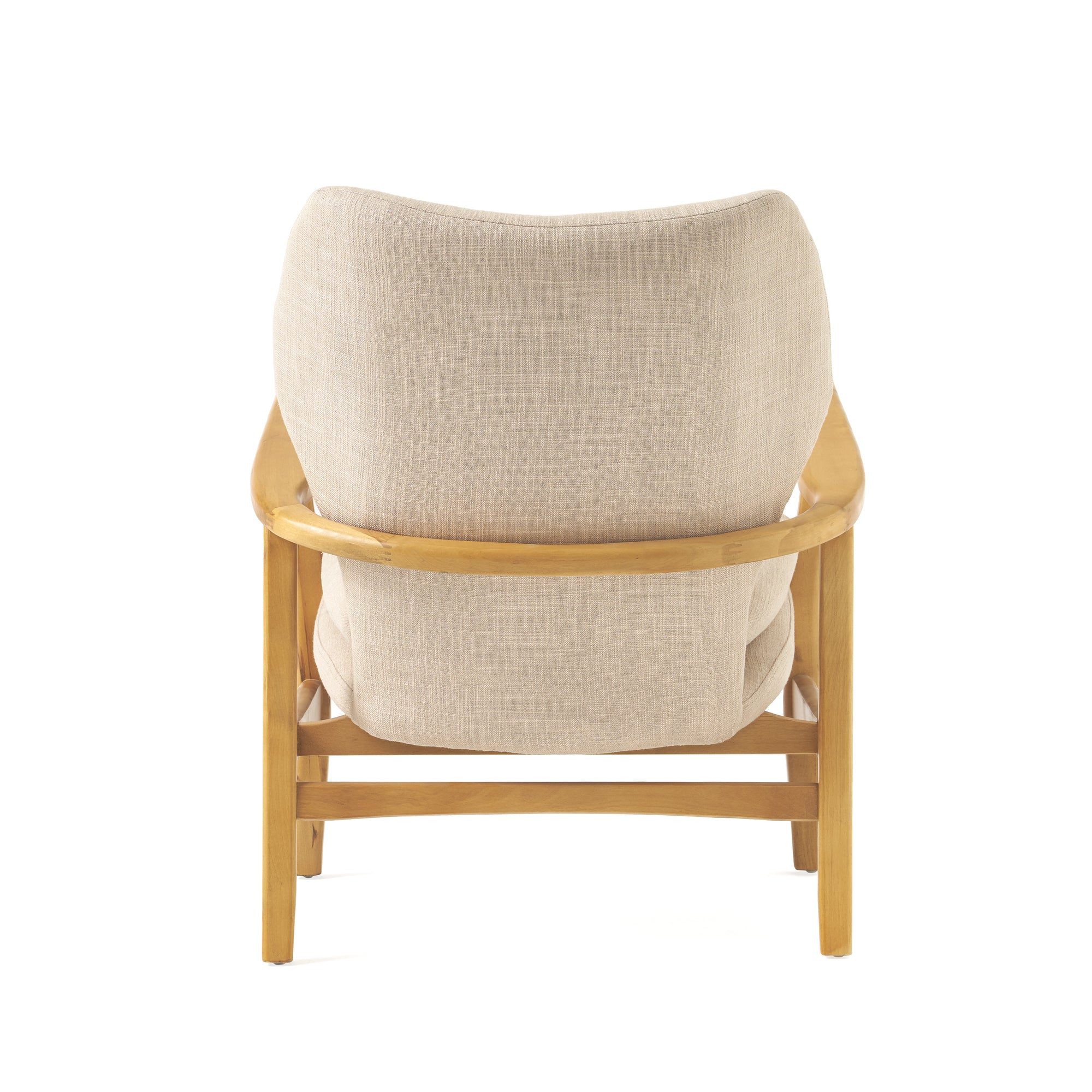 Mid-Century Modern Upholstered Armchair With Birch Wood Legs