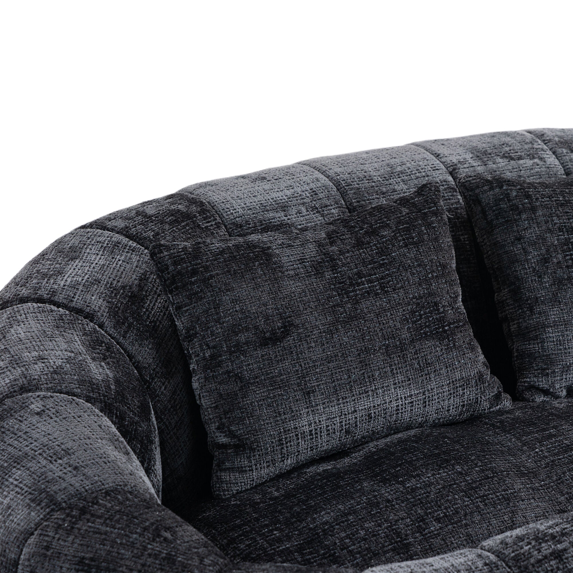 Comfortable High-Back Bean Bag Sofa in Black Chenille