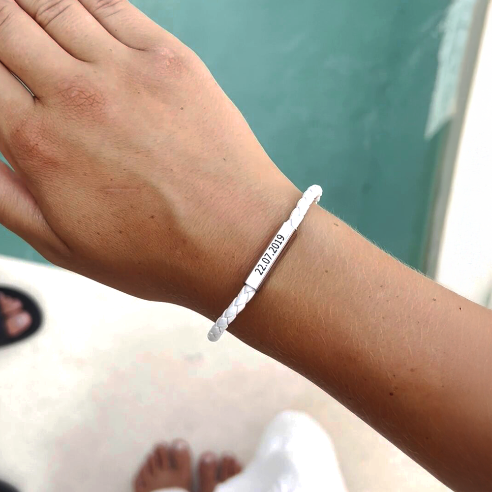 Magnetic leather couples bracelets set