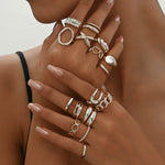 Load image into Gallery viewer, 16pc Adjustable Geometric Ring Set
