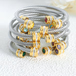 Load image into Gallery viewer, Twisted Birthstone Cuff Bracelet
