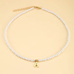 Load image into Gallery viewer, Elegant Gold Accented Pearl Letter Initial Necklace
