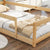 Natural Tone Twin Size Wood Toddler Floor Bed with House-Shaped Headboard & Fences