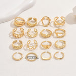 Load image into Gallery viewer, 16pc Adjustable Geometric Ring Set
