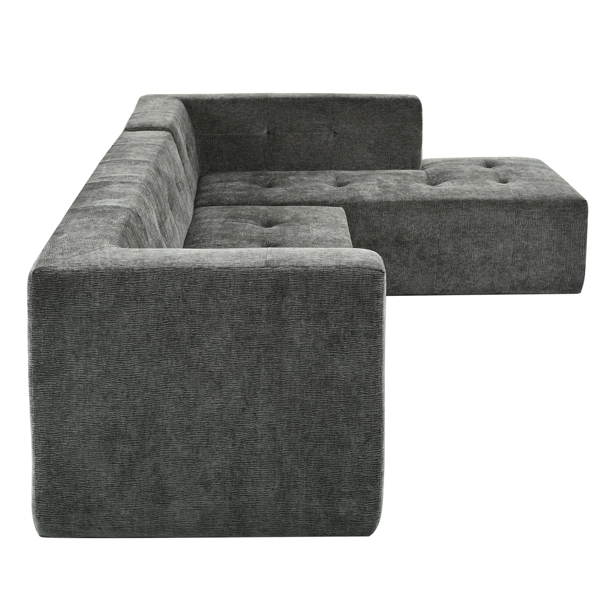 Mombasa 3-Seat Chenille Sofa in Gray