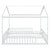 White Double Twin House-Style Toddler Floor Bed with Fence & Guardrails