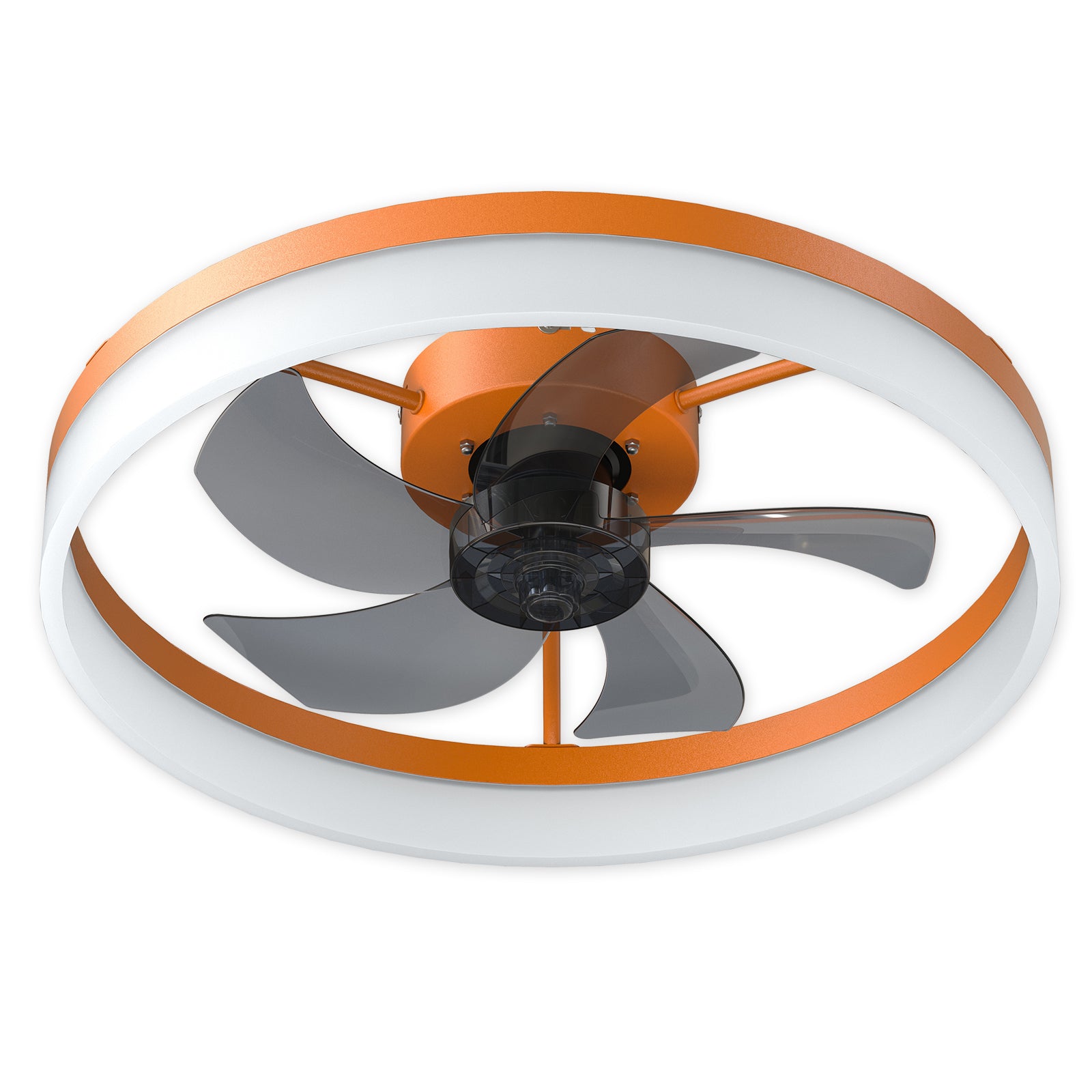 Sleek Orange Ceiling Fan with Dimmable LED Light