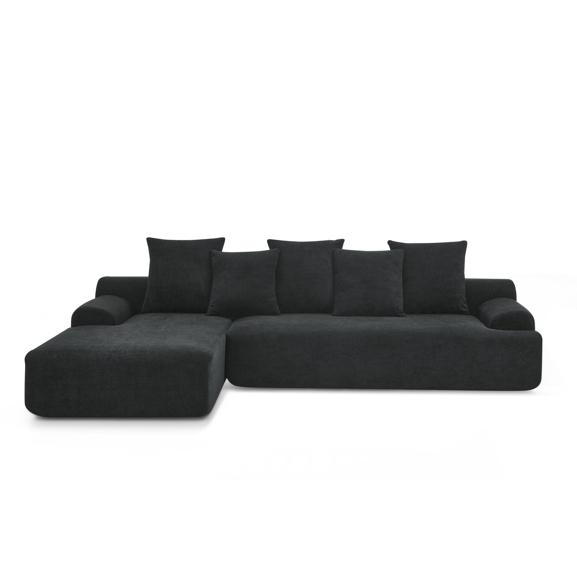 Durban 4-Seat Velvet Modular Sofa in Black