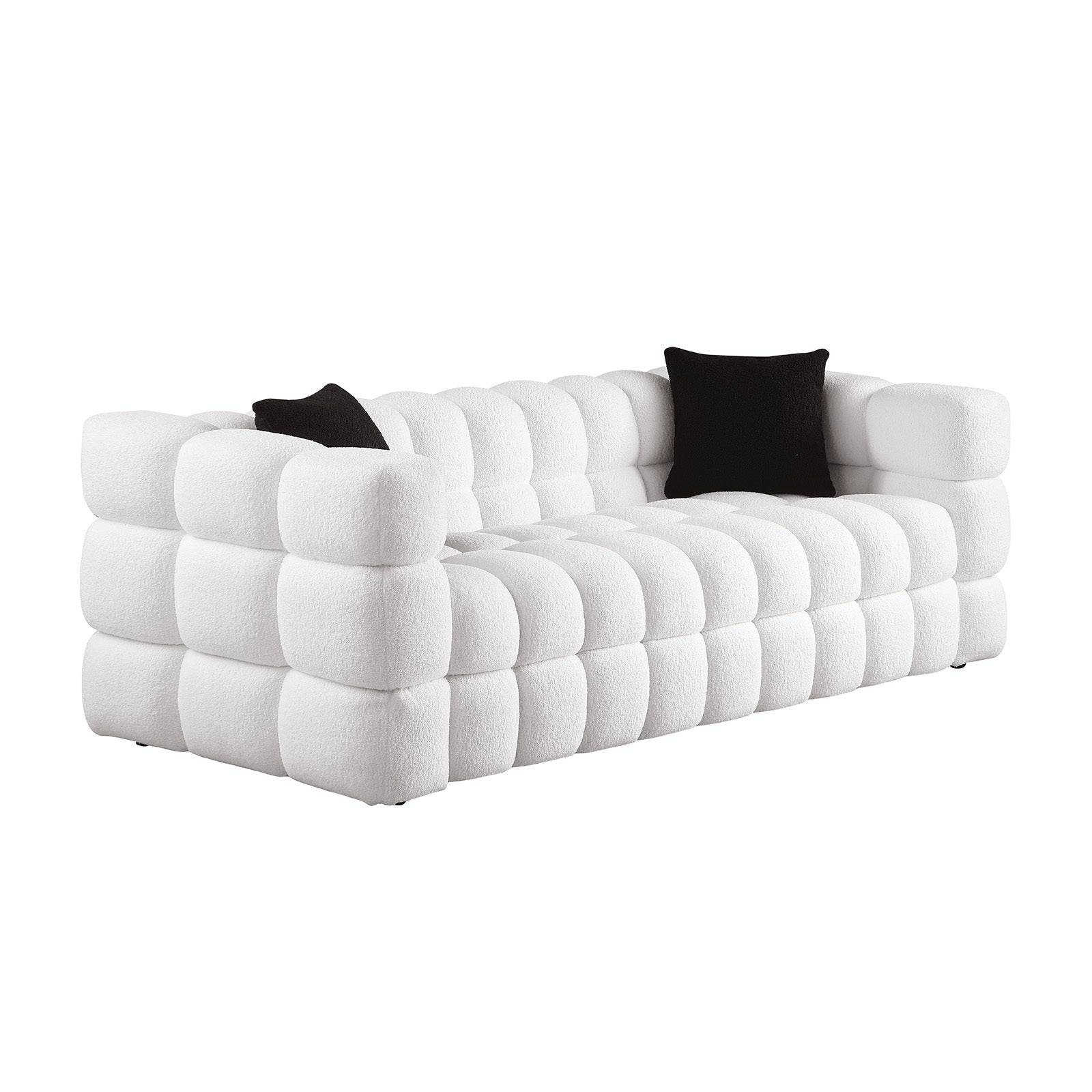 White Boucle 5-Seater Marshmallow Loveseat Sofa