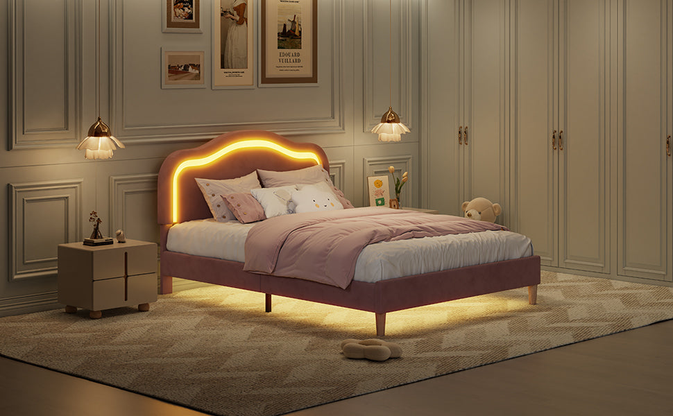 Full Platform Bed Frame with RGB LED Lights