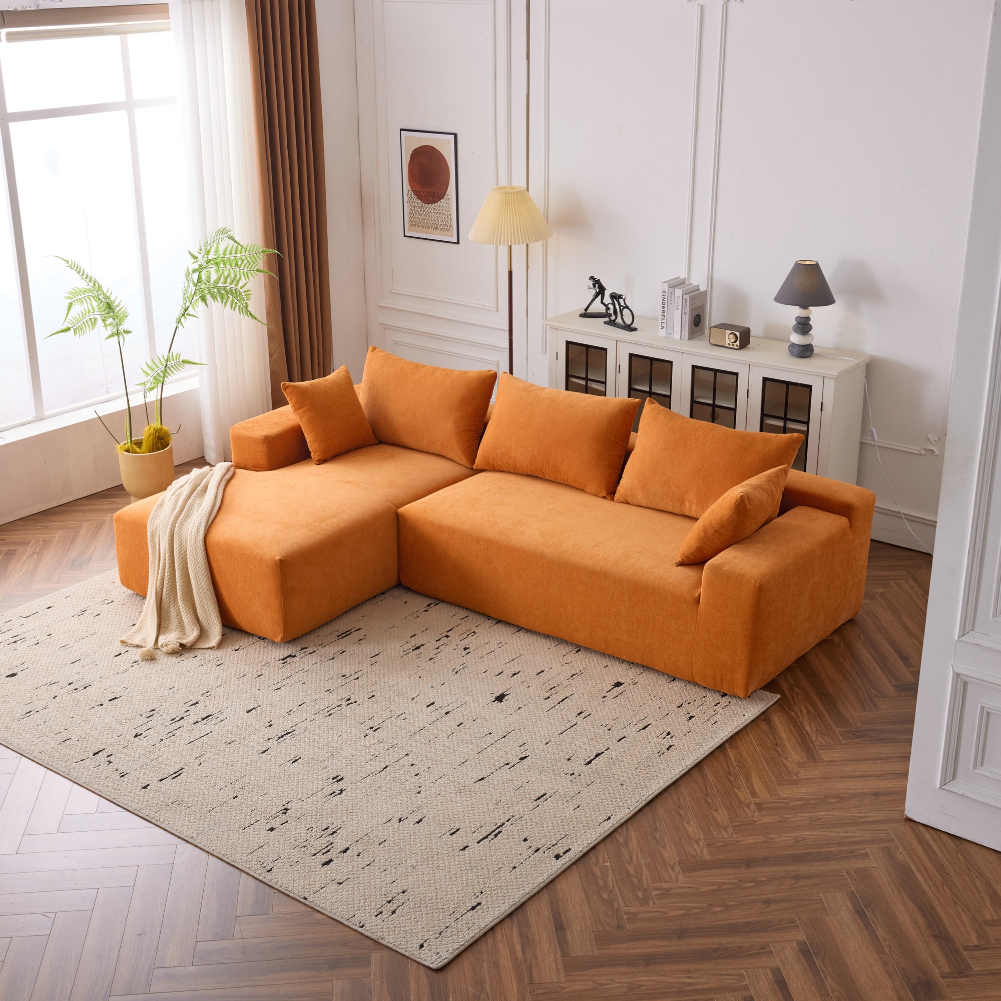 Dakar 4-Seat Minimalist Modular Sofa in Orange