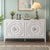 Retro Sideboard With Circular Groove Design And Round Metal Door Handle For Living Room In White