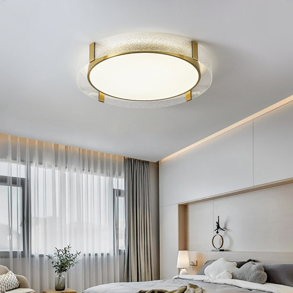 Contemporary Gold Flush Mount Ceiling Light with Glass Shade