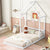 White Full Roof-Framed Headboard Toddler Floor Bed with Guardrails