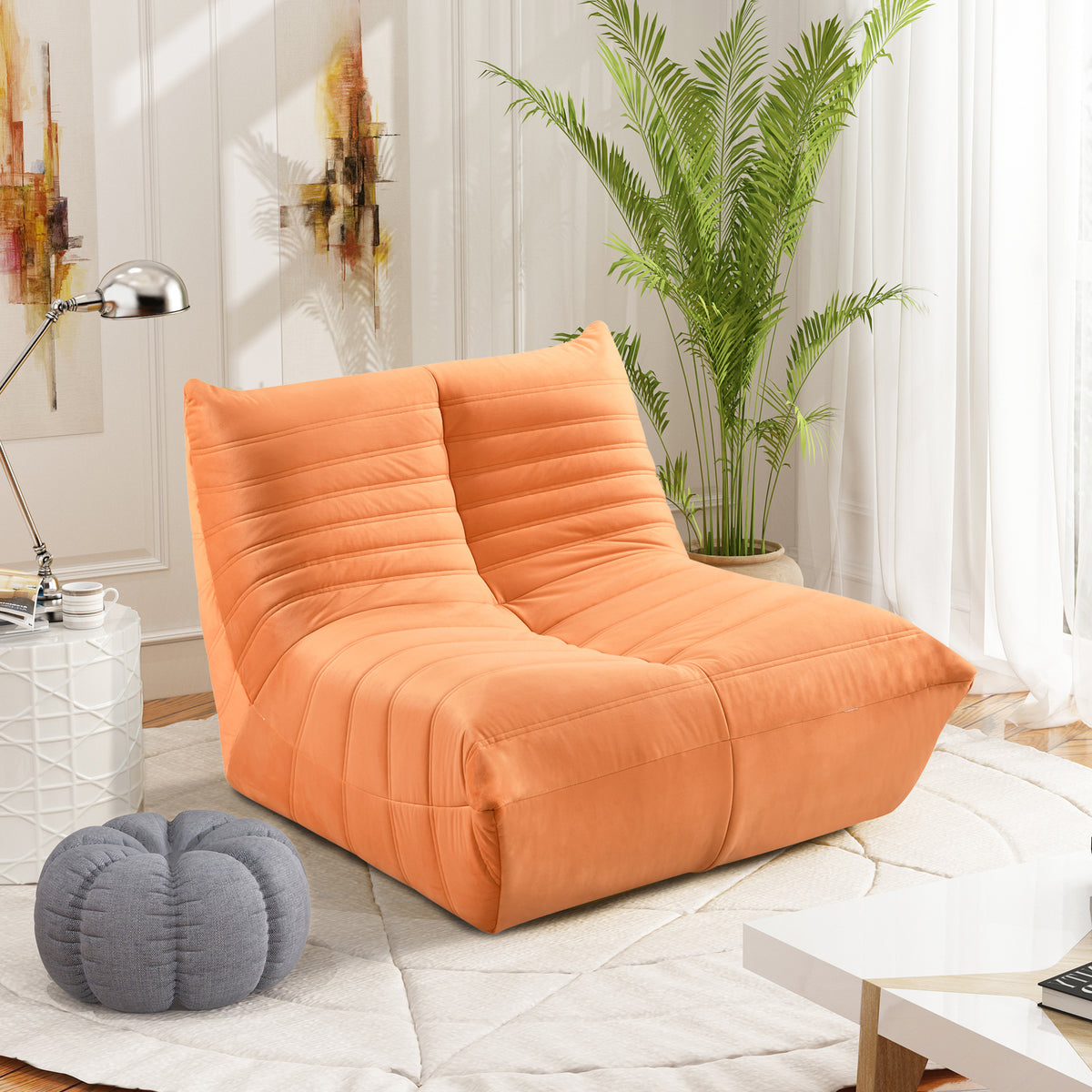 Cozy Fireside Style Chair With Ergonomic Design In Orange