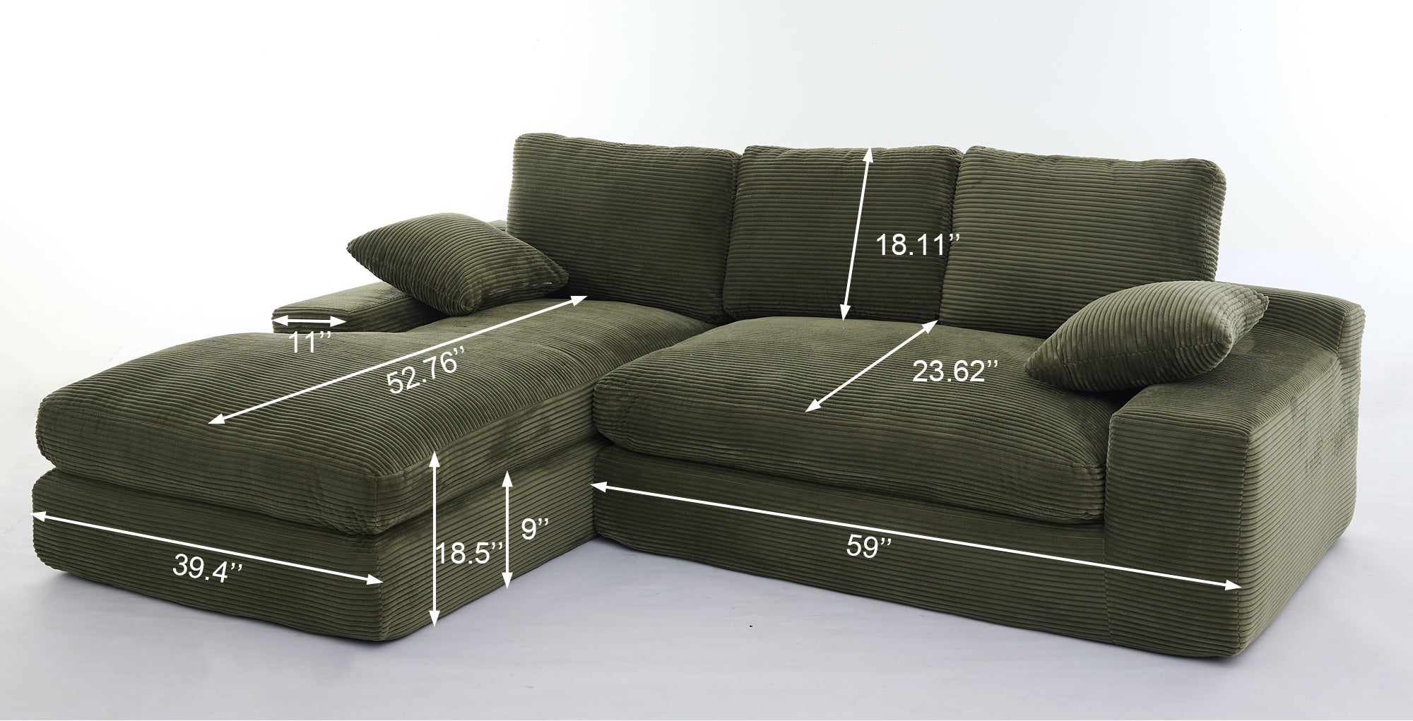 Army Green Modern Modular Sectional Sofa – Contemporary 4-Seater