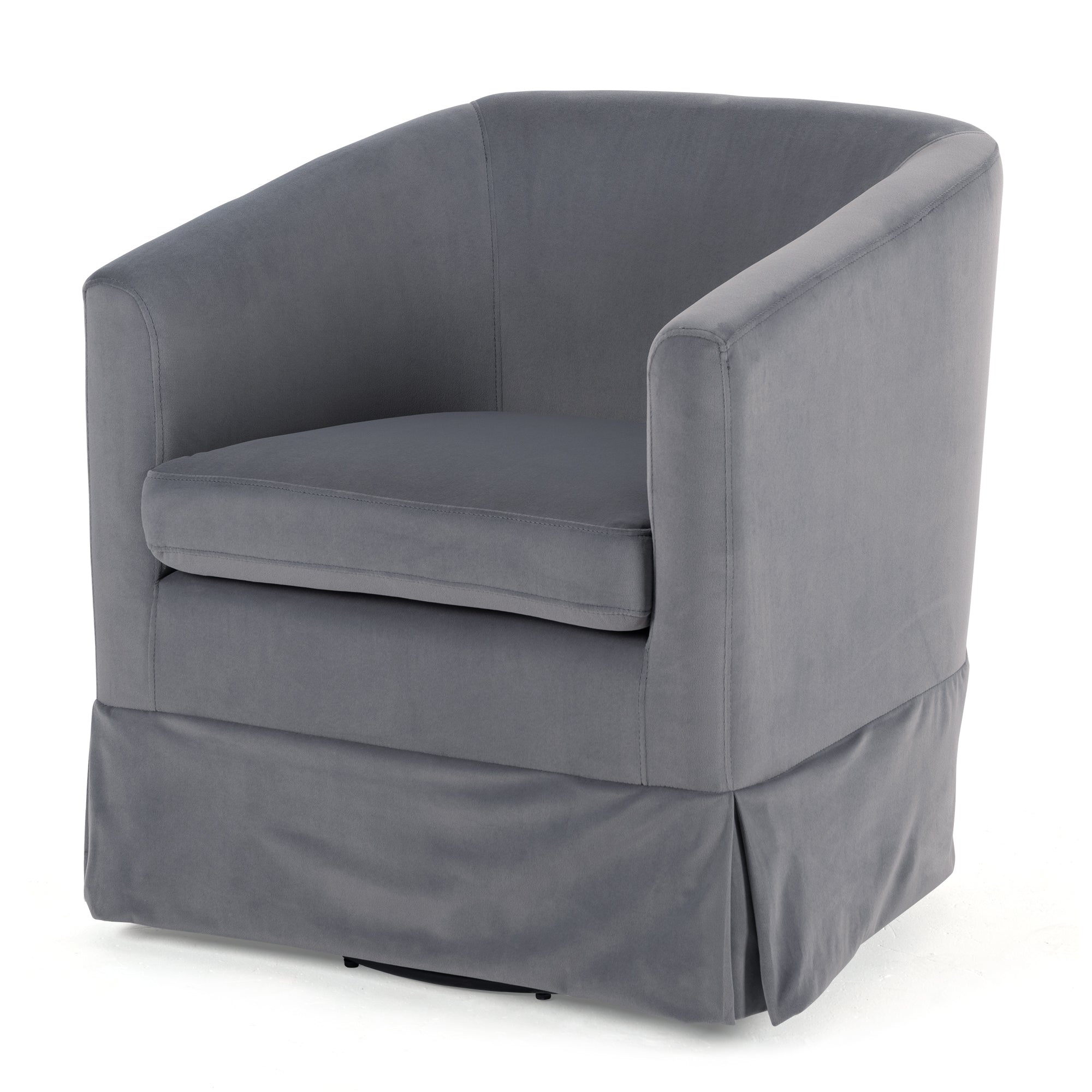 Gray Velvet Swivel Chair with 360-Degree Rotation and Comfortable Cushions