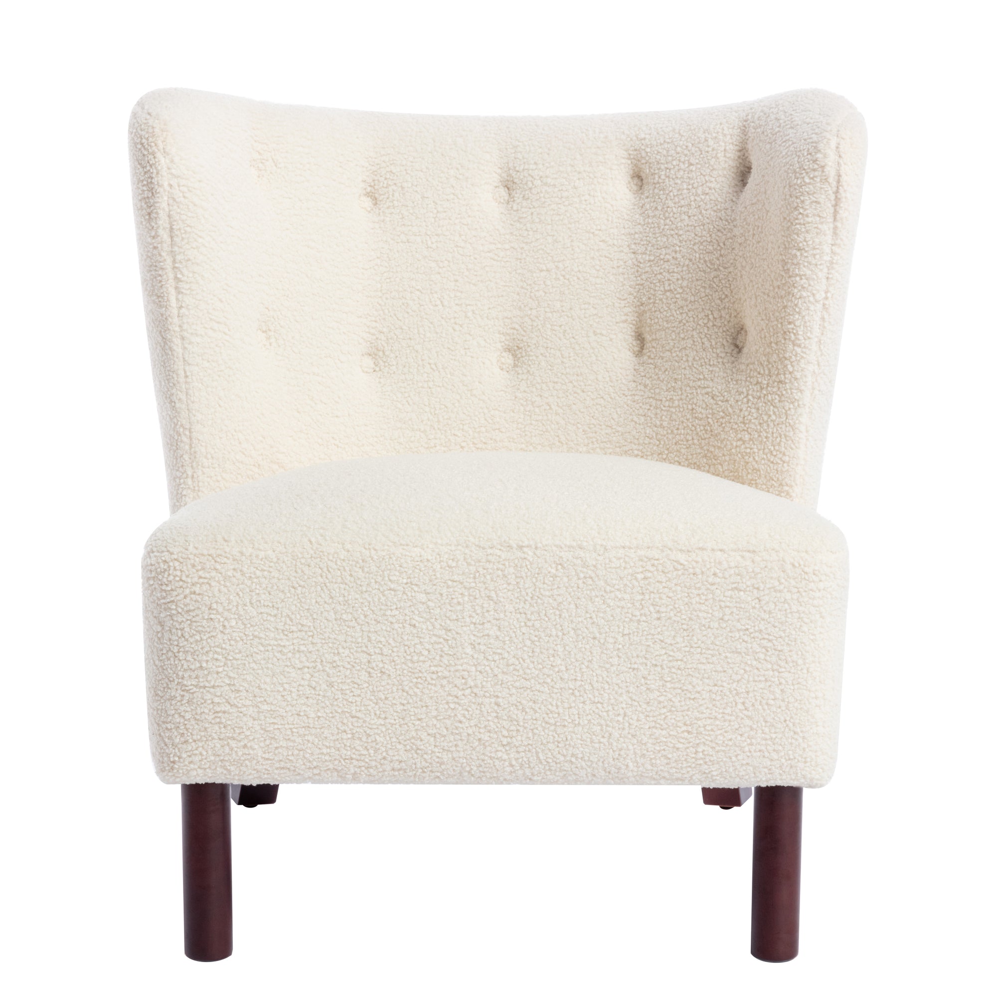 Armless Cream Sherpa Tufted Accent Chair