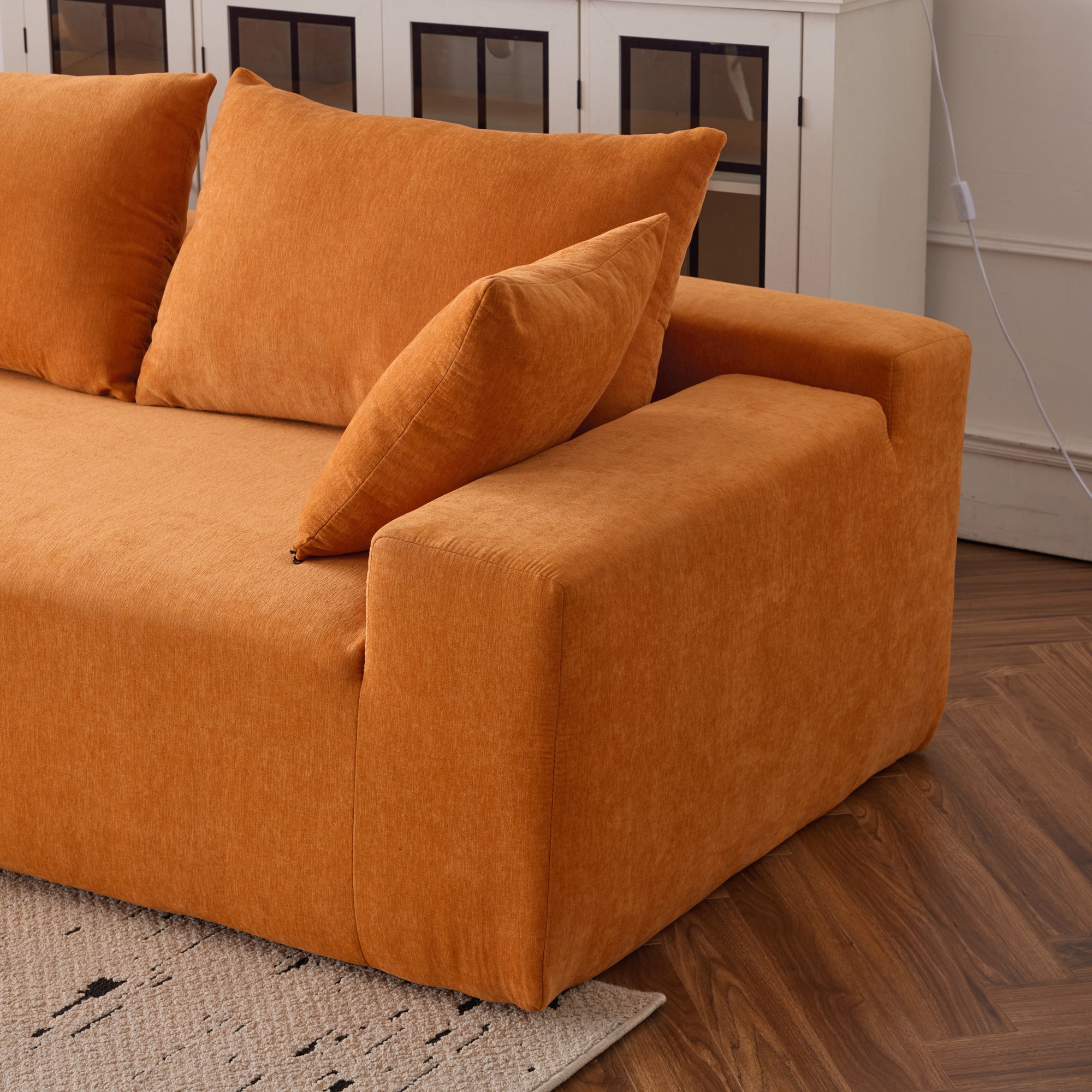 Dakar 4-Seat Minimalist Modular Sofa in Orange