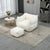 Modern High-Back  Beige Boucle Bean Bag Chair