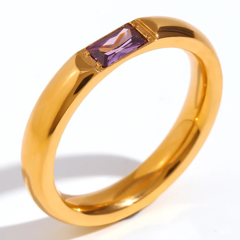 18k Baguette Cut Fine Birthstone Ring