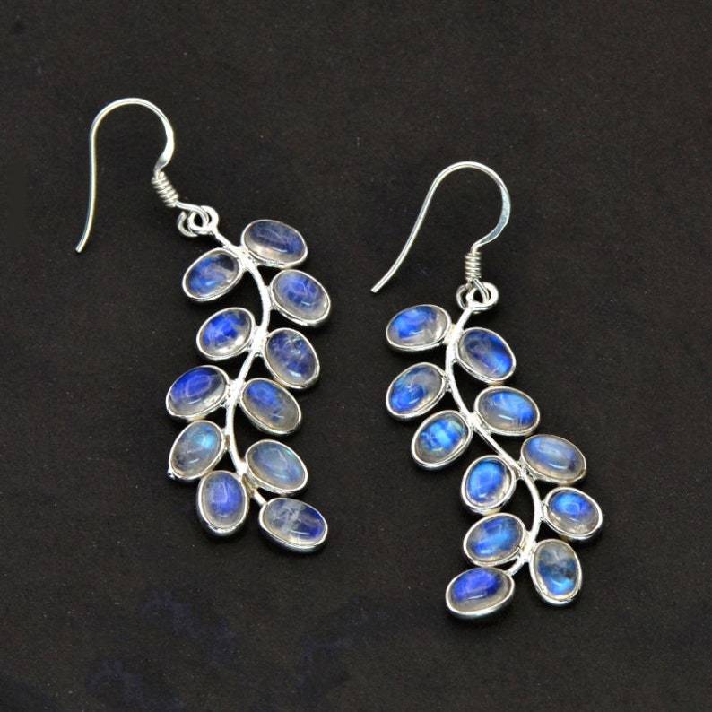 Sparkling Moonstone Moon Earrings