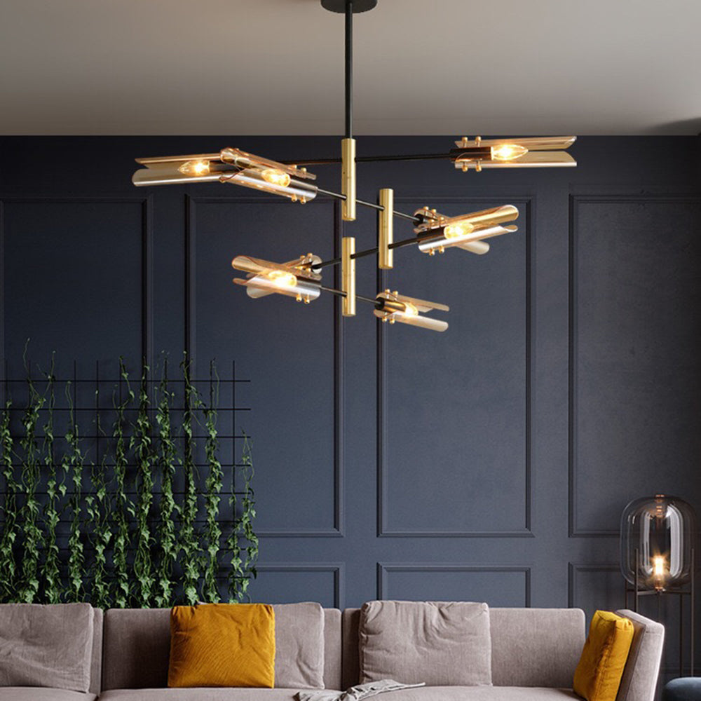 Contemporary Metal and Glass Semi-Flush Mount Ceiling Light