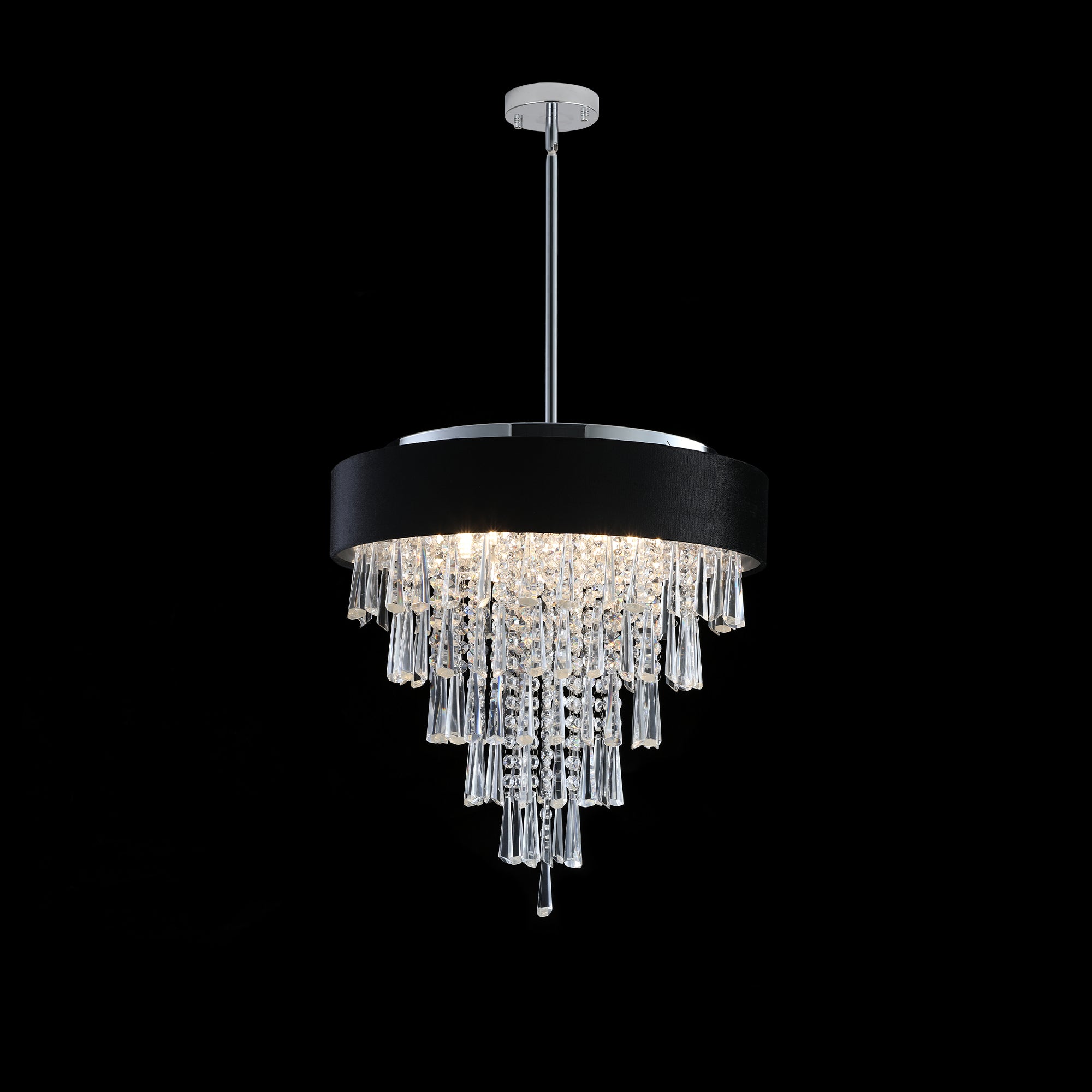 Black Velvet Accent Round Crystal Chandelier