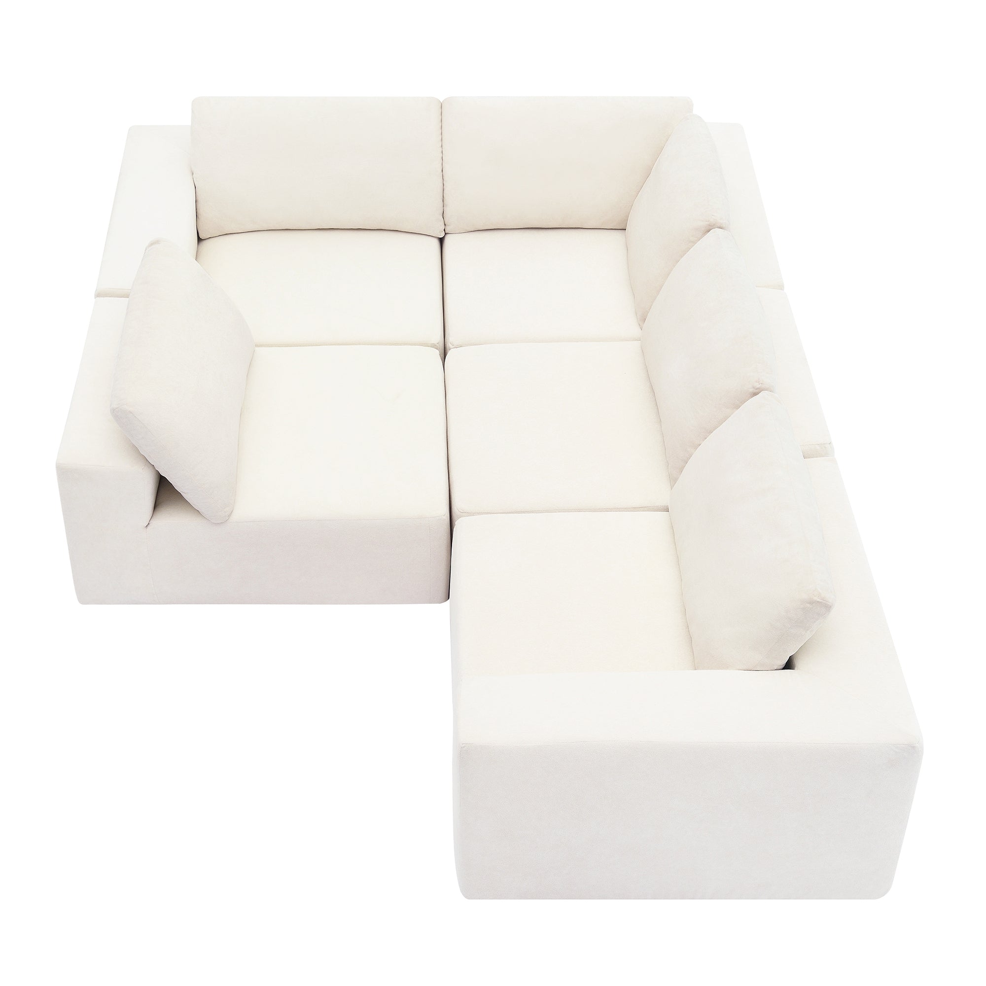 Kyoto Modular Sectional Sofa with Terrycloth Fabric in Beige