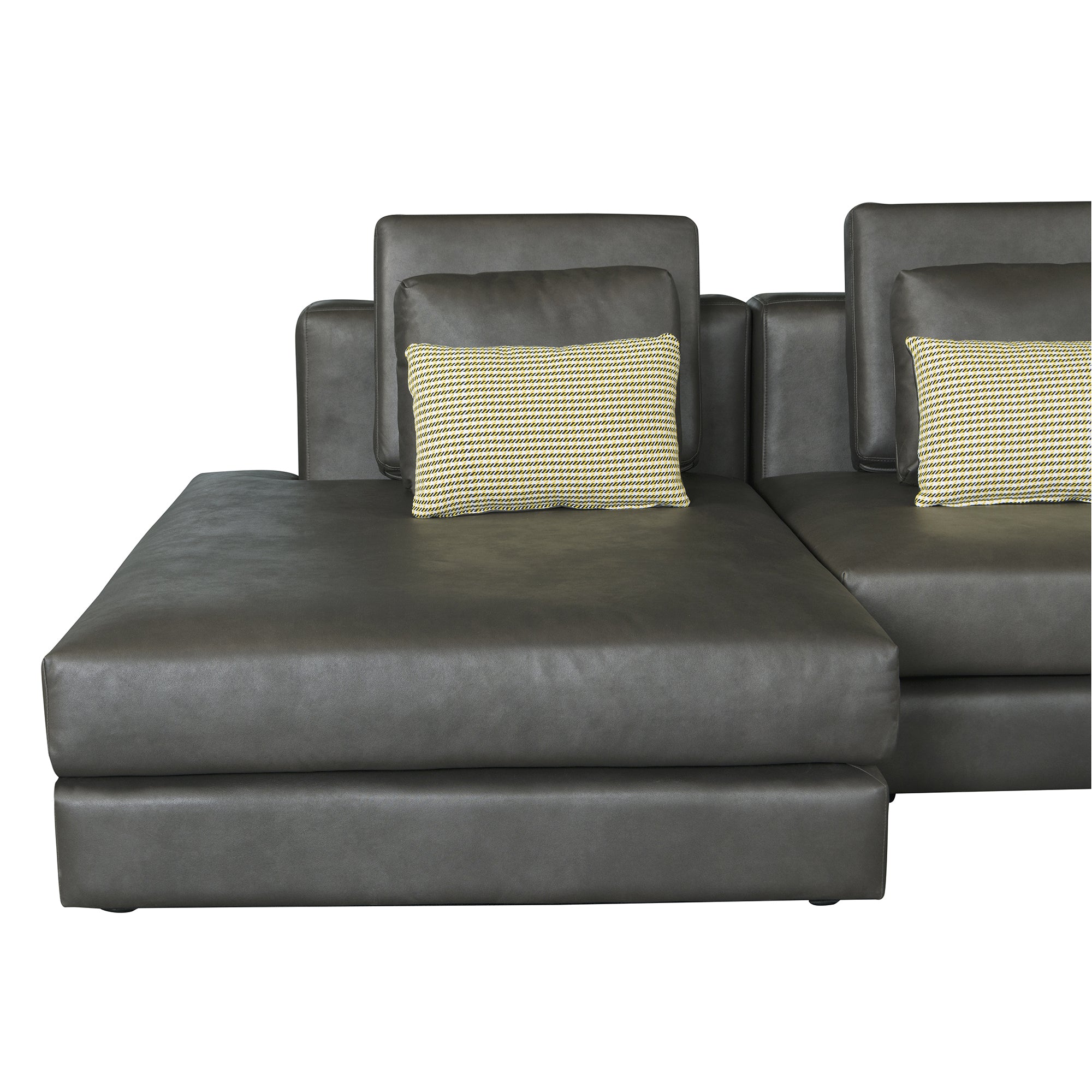 Casablanca Modular Sectional Sofa with Movable Ottoman in Black Palomino