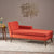 Modern Orange Chaise Lounge with Walnut Legs