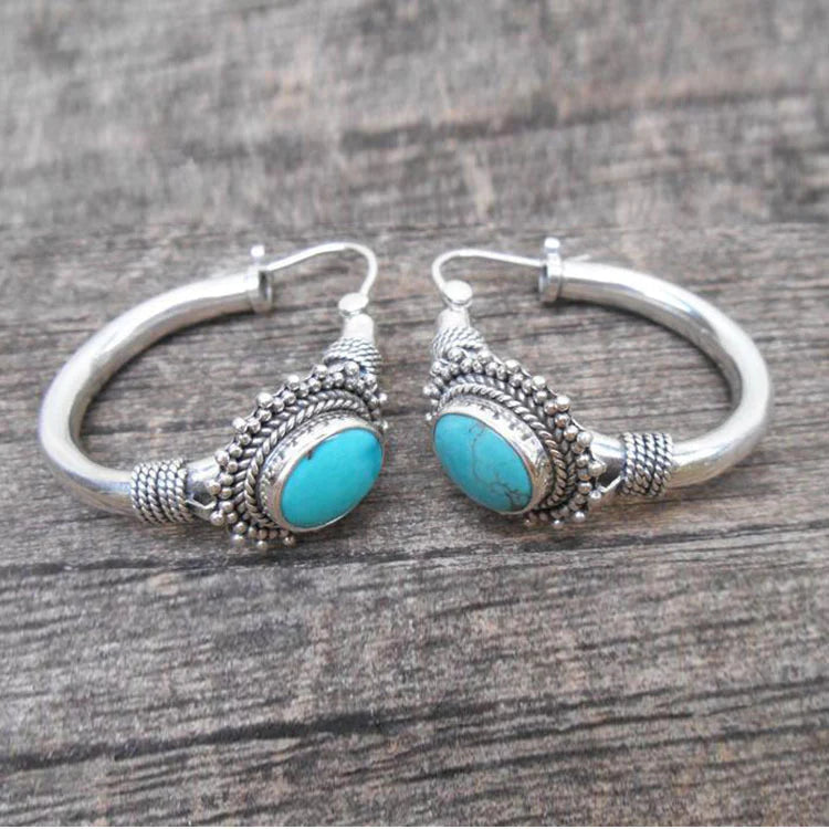 Romantic Turquoise Drop Earrings in Sterling Silver