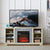 Mantel Electric Fireplace Stone TV Media Stand with 18 Inch Insert Open Storage Modern Console In White