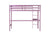 Pink Twin High Loft Bed with Built-in Desk, Rubber Wood Frame, and Safety Guardrail