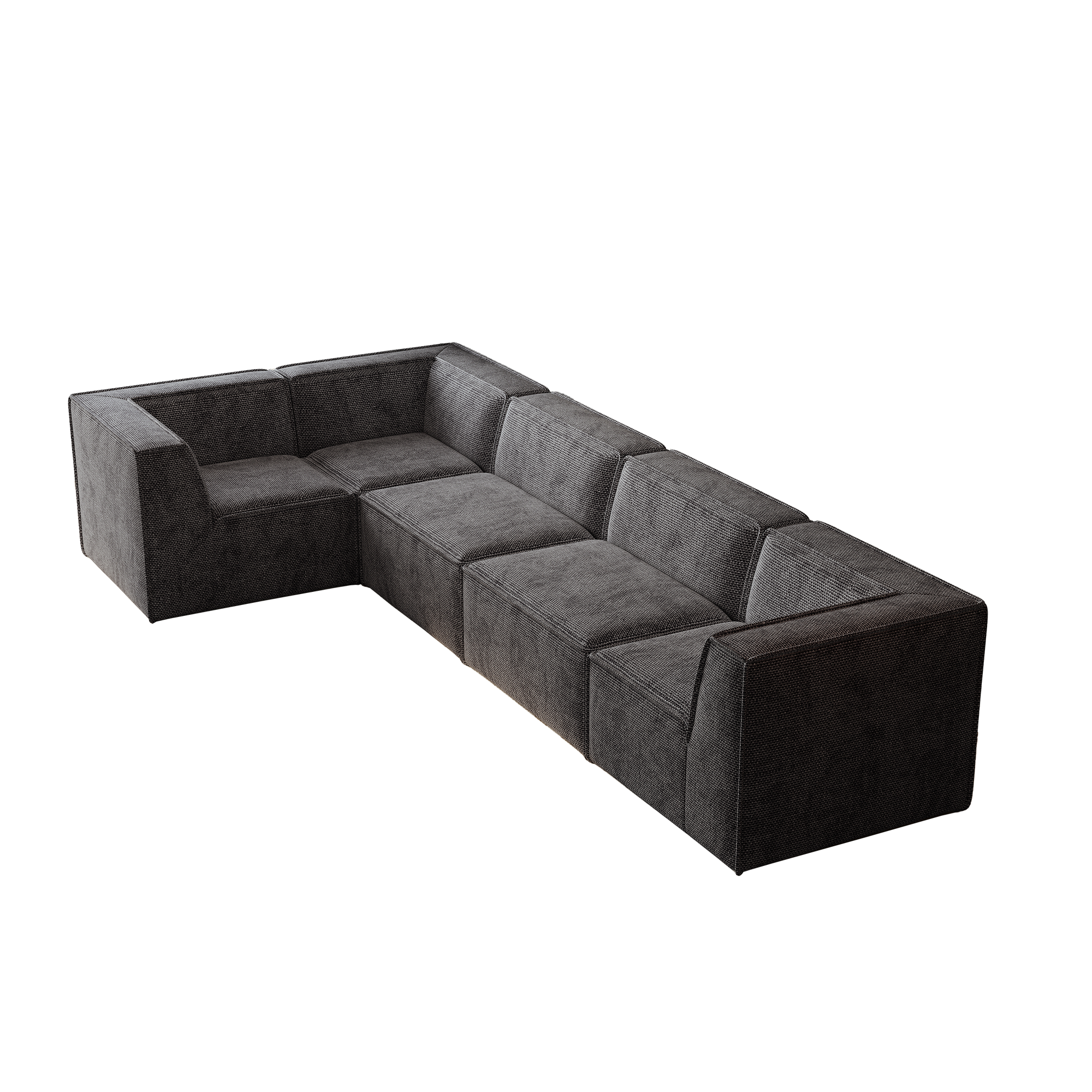 Kinshasa 5-Seat Modular Sofa in Black